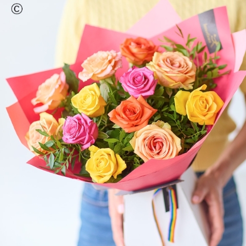 Twelve Rose Rainbow Gift Box